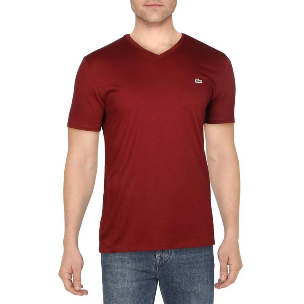 Lacoste Mens Red Cotton V-Neck Tee T-Shirt Big & Tall NWT